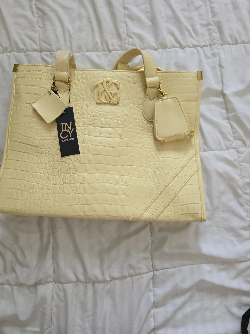 Women's Cream Tote Bag with Removable Strap